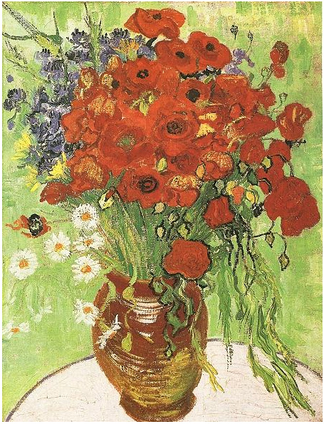 Vincent van Gogh Naturaleza muerta: Amapolas y margaritas Painting Vincent van Gogh's Naturaleza muerta: Amapolas y margaritas Painting