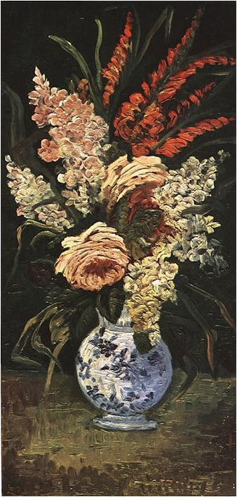 Vincent van Gogh Florero con gladiolos y lila Painting Vincent van Gogh's Florero con gladiolos y lila Painting