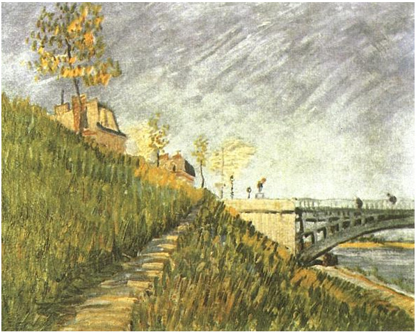 Vincent van Gogh Orillas del Sena con el Pont de Clichy Painting Vincent van Gogh's Orillas del Sena con el Pont de Clichy Painting
