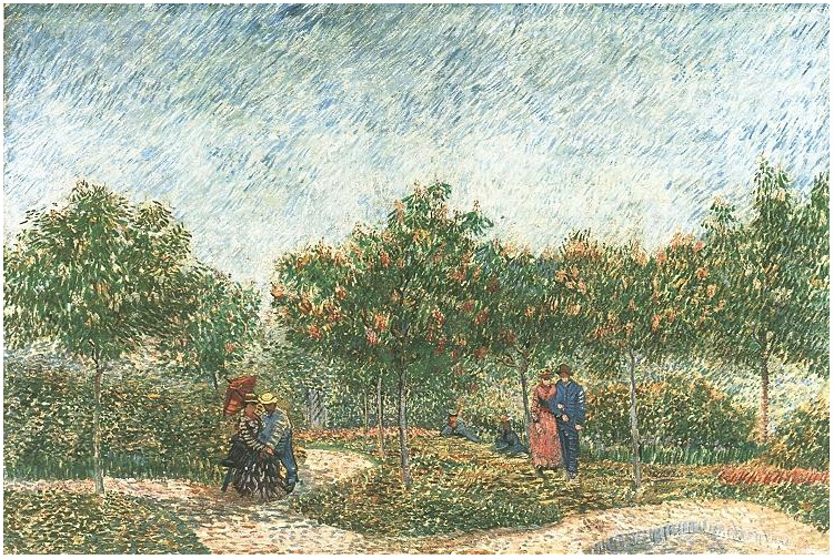 Vincent van Gogh Parejas en el parque Voyer d'Argenson en Asniéres Painting Vincent van Gogh's Parejas en el parque Voyer d'Argenson en Asniéres Painting