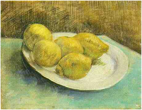 Vincent van Gogh Naturaleza muerta con limones en un plato Painting Vincent van Gogh's Naturaleza muerta con limones en un plato Painting