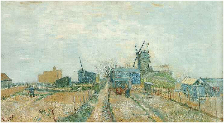 Vincent van Gogh Huerto en Montmartre Painting Vincent van Gogh's Huerto en Montmartre Painting