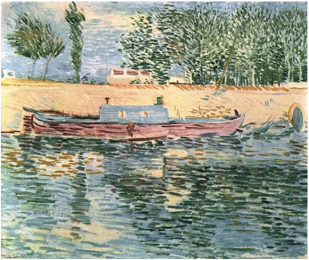 Vincent van Gogh Las orillas del Sena con los barcos Painting Vincent van Gogh's Las orillas del Sena con los barcos Painting