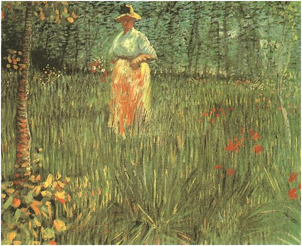 Vincent van Gogh Una mujer caminando en un jardín Painting Vincent van Gogh's Una mujer caminando en un jardín Painting