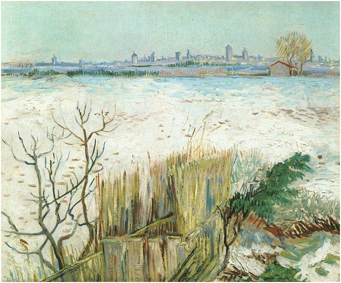 Vincent van Gogh Paisaje nevado con Arles en el fondo Painting Vincent van Gogh's Paisaje nevado con Arles en el fondo Painting