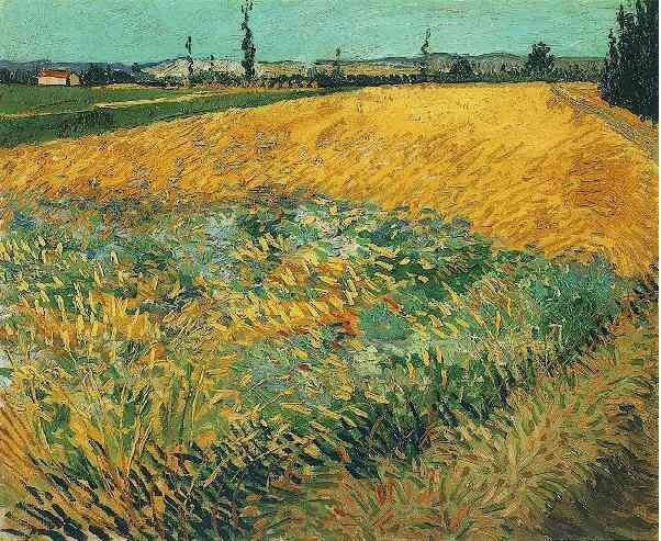 Vincent van Gogh Campo de trigo con las faldas de los Alpilles en el fondo Painting Vincent van Gogh's Campo de trigo con las faldas de los Alpilles en el fondo Painting