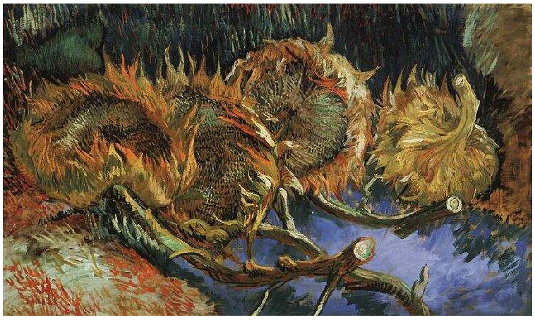 Vincent van Gogh Cuatro girasoles cortados Painting Vincent van Gogh's Cuatro girasoles cortados Painting