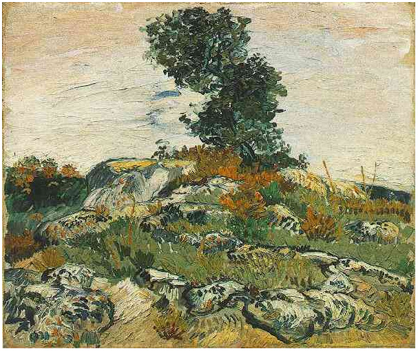 Vincent van Gogh Rocks with Oak Tree Painting Vincent van Gogh's Rocks with Oak Tree Painting