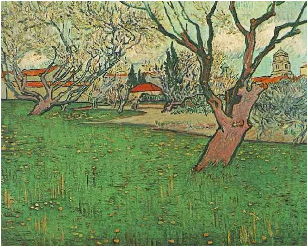 Vincent van Gogh Vista de Arles con árboles en flor Painting Vincent van Gogh's Vista de Arles con árboles en flor Painting