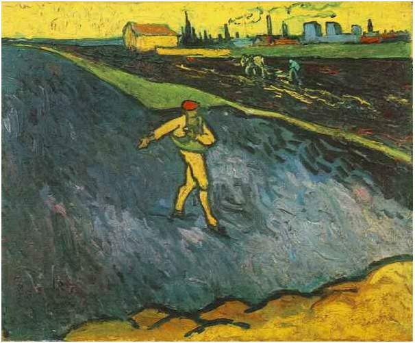 Vincent van Gogh El sembrador: Afueras de Arles en el fondo Painting Vincent van Gogh's El sembrador: Afueras de Arles en el fondo Painting
