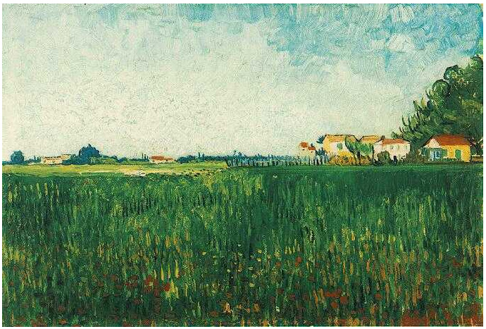 Vincent van Gogh Granjas en campo de trigo cerca de Arles Painting Vincent van Gogh's Granjas en campo de trigo cerca de Arles Painting