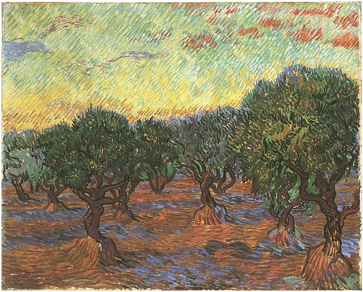 Vincent van Gogh Olivar: Cielo naranja Painting Vincent van Gogh's Olivar: Cielo naranja Painting