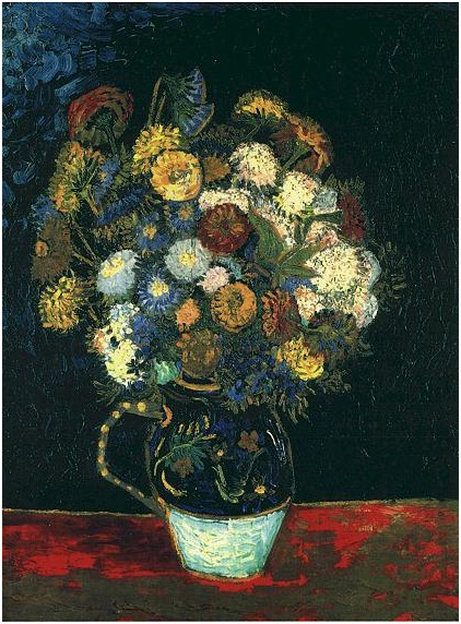 Vincent van Gogh Naturaleza muerta: Vaso con zinnias Painting Vincent van Gogh's Naturaleza muerta: Vaso con zinnias Painting