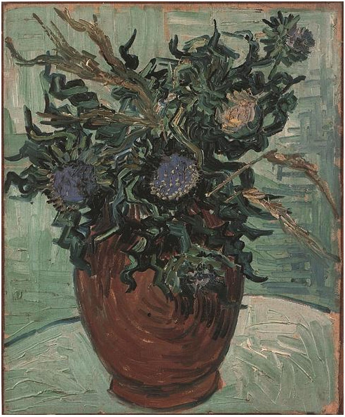 Vincent van Gogh Naturaleza muerta: Vaso con flores y cardos Painting Vincent van Gogh's Naturaleza muerta: Vaso con flores y cardos Painting