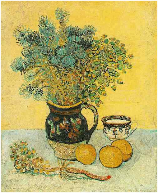 Vincent van Gogh Naturaleza muerta: Jarra de mayólica con flores silvestres Painting Vincent van Gogh's Naturaleza muerta: Jarra de mayólica con flores silvestres Painting