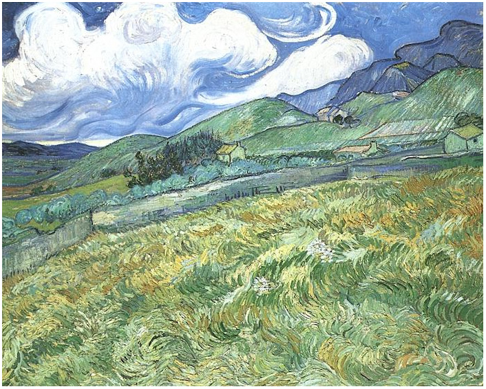 Vincent van Gogh Paisaje montañoso detrás del Hospital de San Pablo Painting Vincent van Gogh's Paisaje montañoso detrás del Hospital de San Pablo Painting
