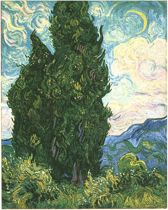 Vincent van Gogh Cypresses Painting Vincent van Gogh's Cypresses Painting