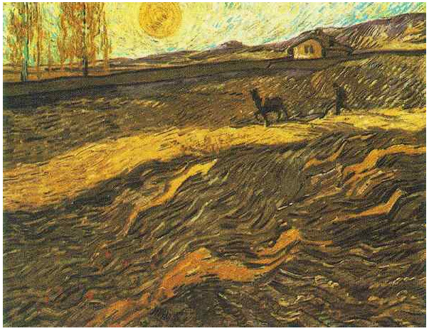 Vincent van Gogh Enclosed Field with Ploughman Painting Vincent van Gogh's Enclosed Field with Ploughman Painting