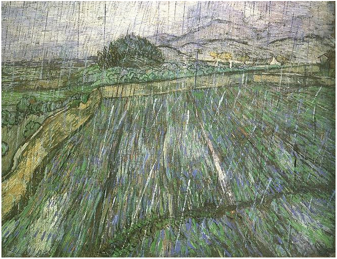 Vincent van Gogh Campo de trigo en lluvia Painting Vincent van Gogh's Campo de trigo en lluvia Painting