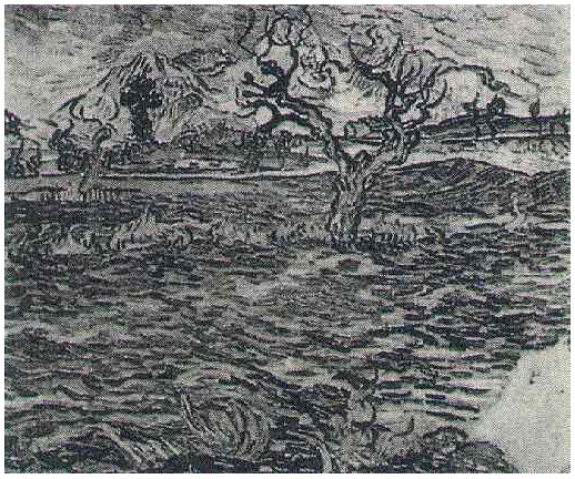 Vincent van Gogh Paisaje con olivo y montañas en el fondo Painting Vincent van Gogh's Paisaje con olivo y montañas en el fondo Painting