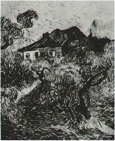 Vincent van Gogh La casa de campo blanca entre los olivos Painting Vincent van Gogh's La casa de campo blanca entre los olivos Painting