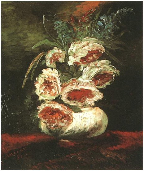 Vincent van Gogh Jarrón con peonías Painting Vincent van Gogh's Jarrón con peonías Painting
