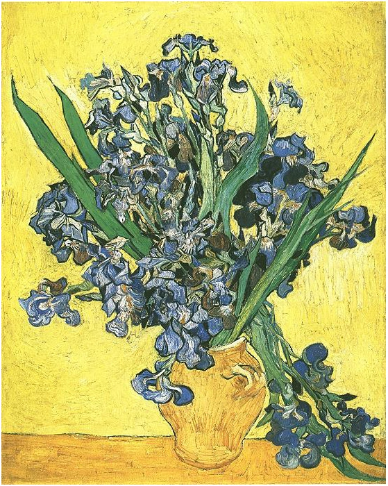 Vincent van Gogh Naturaleza muerta: Vaso con lirios contra de un fondo amarillo Painting Vincent van Gogh's Naturaleza muerta: Vaso con lirios contra de un fondo amarillo Painting