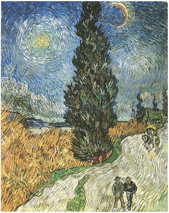 Vincent van Gogh Camino con ciprés y estrella Painting Vincent van Gogh's Camino con ciprés y estrella Painting