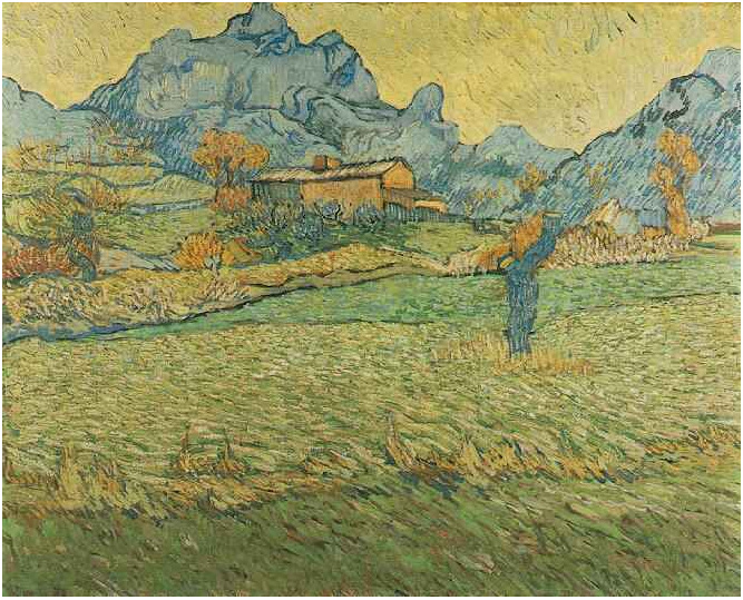 Vincent van Gogh Un prado en las montañas: El Mas de Saint-Paul Painting Vincent van Gogh's Un prado en las montañas: El Mas de Saint-Paul Painting