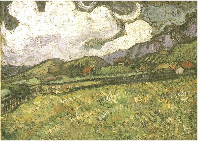 Vincent van Gogh Campo de trigo detrás del Hospital de San Pablo Painting Vincent van Gogh's Campo de trigo detrás del Hospital de San Pablo Painting