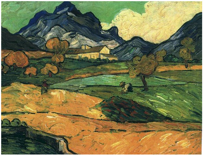 Vincent van Gogh Le Mont Gaussier with the Mas de Saint-Paul Painting Vincent van Gogh's Le Mont Gaussier with the Mas de Saint-Paul Painting