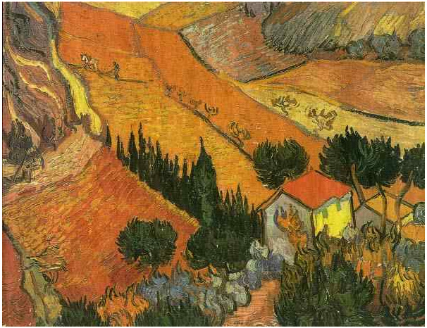 Vincent van Gogh Valley with Ploughman Seen from Above Painting Vincent van Gogh's Valley with Ploughman Seen from Above Painting