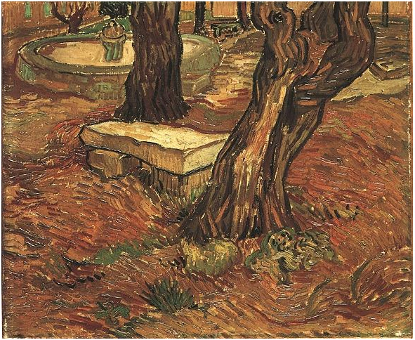 stone bench in the garden of saint-paul hospital, the by