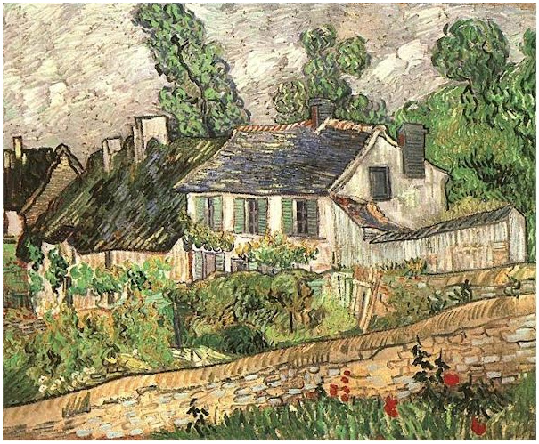 Vincent van Gogh Casas en Auvers Painting Vincent van Gogh's Casas en Auvers Painting