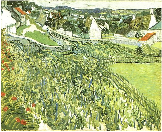 Vincent van Gogh Viñedos con una vista de Auvers Painting Vincent van Gogh's Viñedos con una vista de Auvers Painting