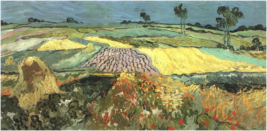 Vincent van Gogh Campos de trigo cerca de Auvers Painting Vincent van Gogh's Campos de trigo cerca de Auvers Painting