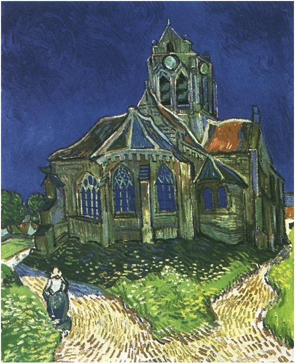 Vincent van Gogh La iglesia en Auvers Painting Vincent van Gogh's La iglesia en Auvers Painting