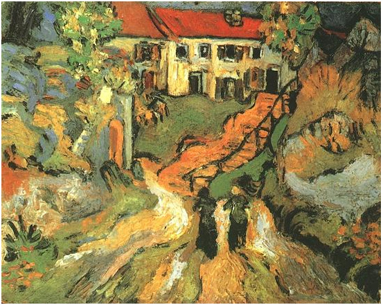 Vincent van Gogh Calle de la aldea y los pasos en Auvers con dos figuras Painting Vincent van Gogh's Calle de la aldea y los pasos en Auvers con dos figuras Painting