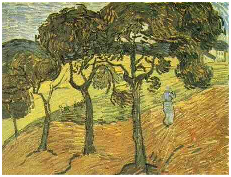 Vincent van Gogh Paisaje con árboles y figuras Painting Vincent van Gogh's Paisaje con árboles y figuras Painting
