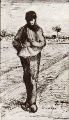 Vincent van Gogh Sembrador con mano en saco Drawing Vincent van Gogh's Sembrador con mano en saco Drawing