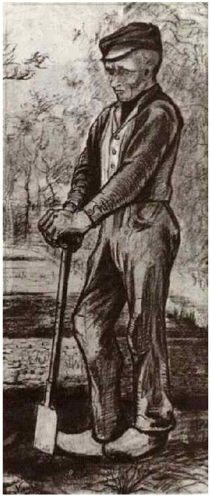 Vincent van Gogh Farmer Leaning on his Spade Watercolor Vincent van Gogh's Farmer Leaning on his Spade Watercolor