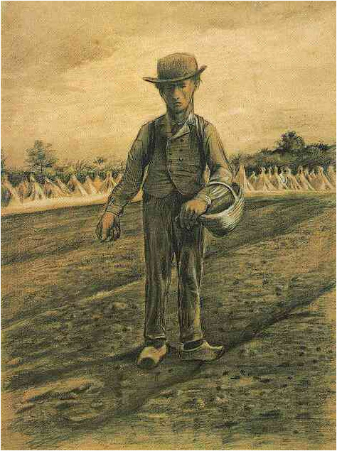 Vincent van Gogh Sembrador con cesta Watercolor Vincent van Gogh's Sembrador con cesta Watercolor