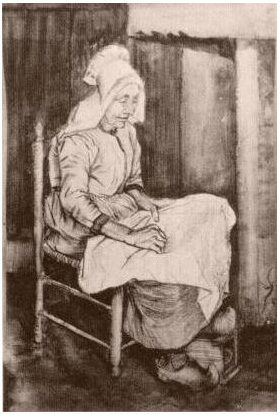 Vincent van Gogh Mujer cosiendo Watercolor Vincent van Gogh's Mujer cosiendo Watercolor