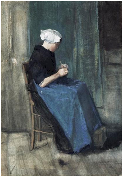 Vincent van Gogh Mujer de Scheveningen tejiendo Watercolor Vincent van Gogh's Mujer de Scheveningen tejiendo Watercolor
