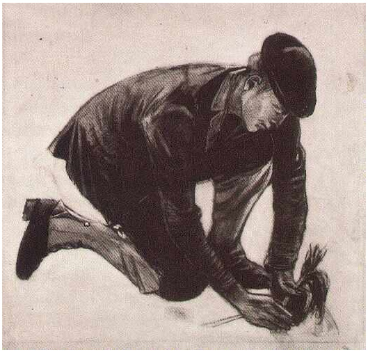 Vincent van Gogh Hombre arrodillado, plantando Drawing Vincent van Gogh's Hombre arrodillado, plantando Drawing