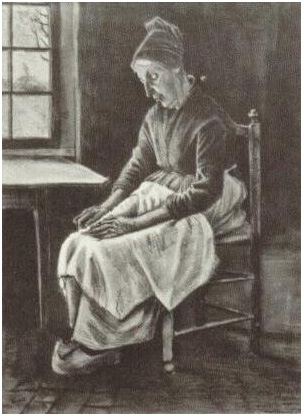 Vincent van Gogh Mujer cosiendo Watercolor Vincent van Gogh's Mujer cosiendo Watercolor