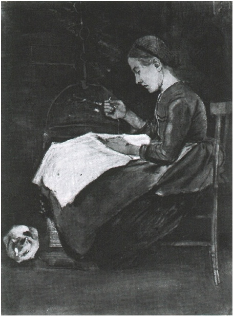 Vincent van Gogh Muchacha cosiendo Watercolor Vincent van Gogh's Muchacha cosiendo Watercolor