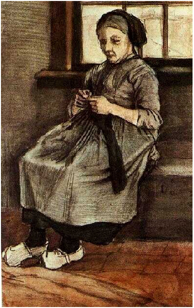 Vincent van Gogh Mujer cosiendo medias Watercolor Vincent van Gogh's Mujer cosiendo medias Watercolor