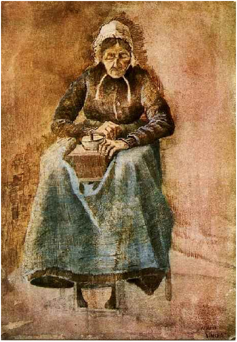 Vincent van Gogh Mujer moliendo café Watercolor Vincent van Gogh's Mujer moliendo café Watercolor