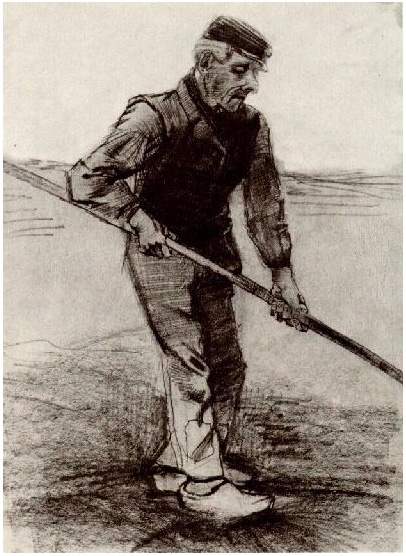 Vincent van Gogh Campesino con un palo Drawing Vincent van Gogh's Campesino con un palo Drawing